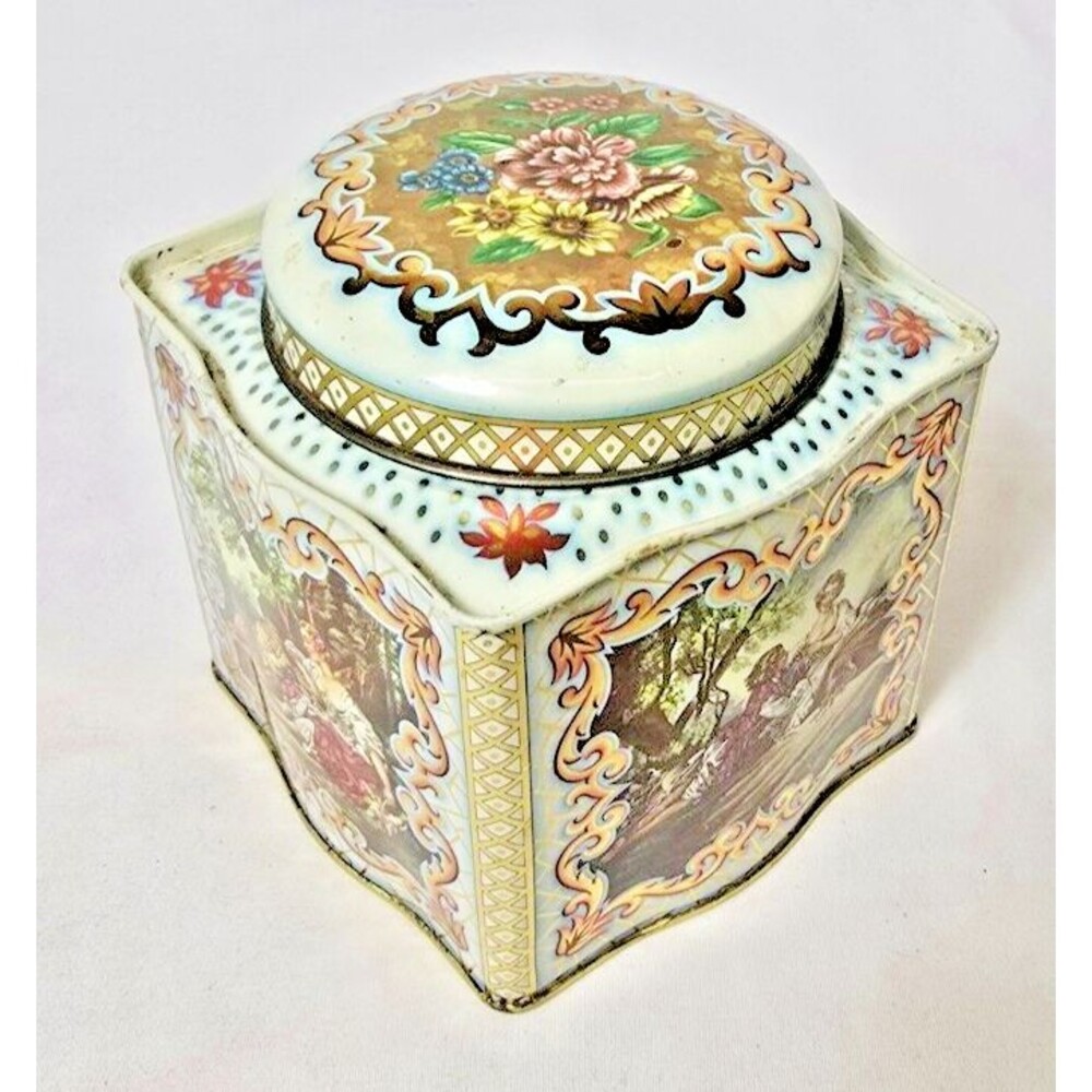 Vintage Daher Biscuit Tin Romance In The Forest Scene 4 1/2" - Picture 12 of 16